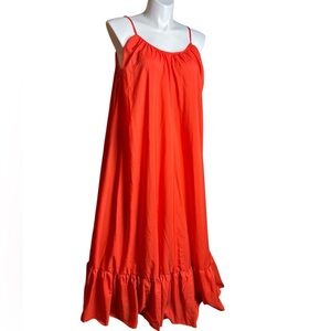 Plus Size 3XL Sundress Flowy Red Orange Sleeveless Nightgown Beach Coverup NWOT